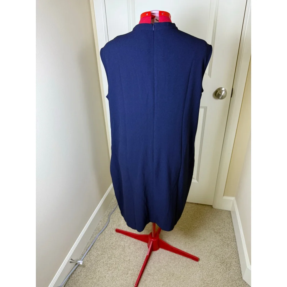 Women's London Times Woman Navy Sleeveless Mock Neck Dress Plus Size 16W - Picture 7 of 11